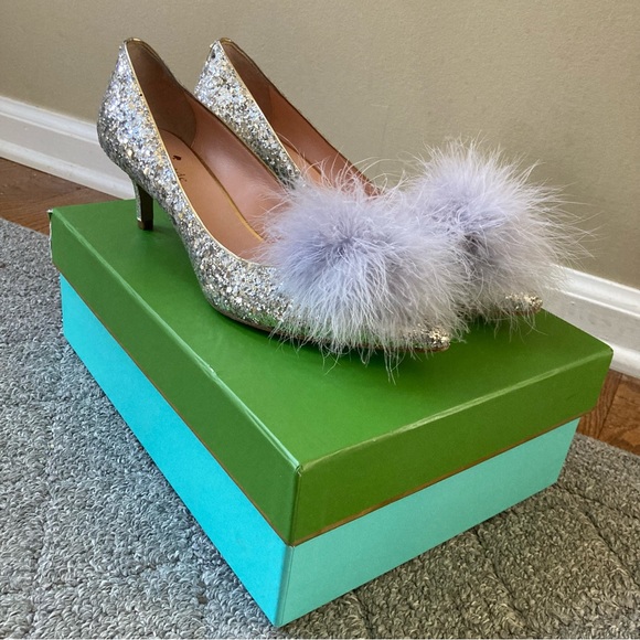 kate spade Shoes - Kate Spade New York Park Sequin and Pom Pom Kitten Heel Pumps, Size 7